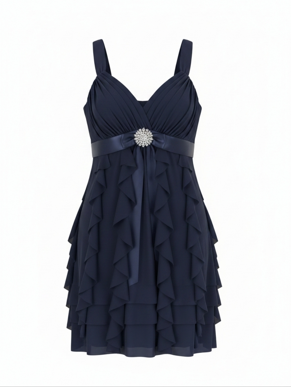 Dress Barn Elegant Navy Maxi Dress with Satin Bow